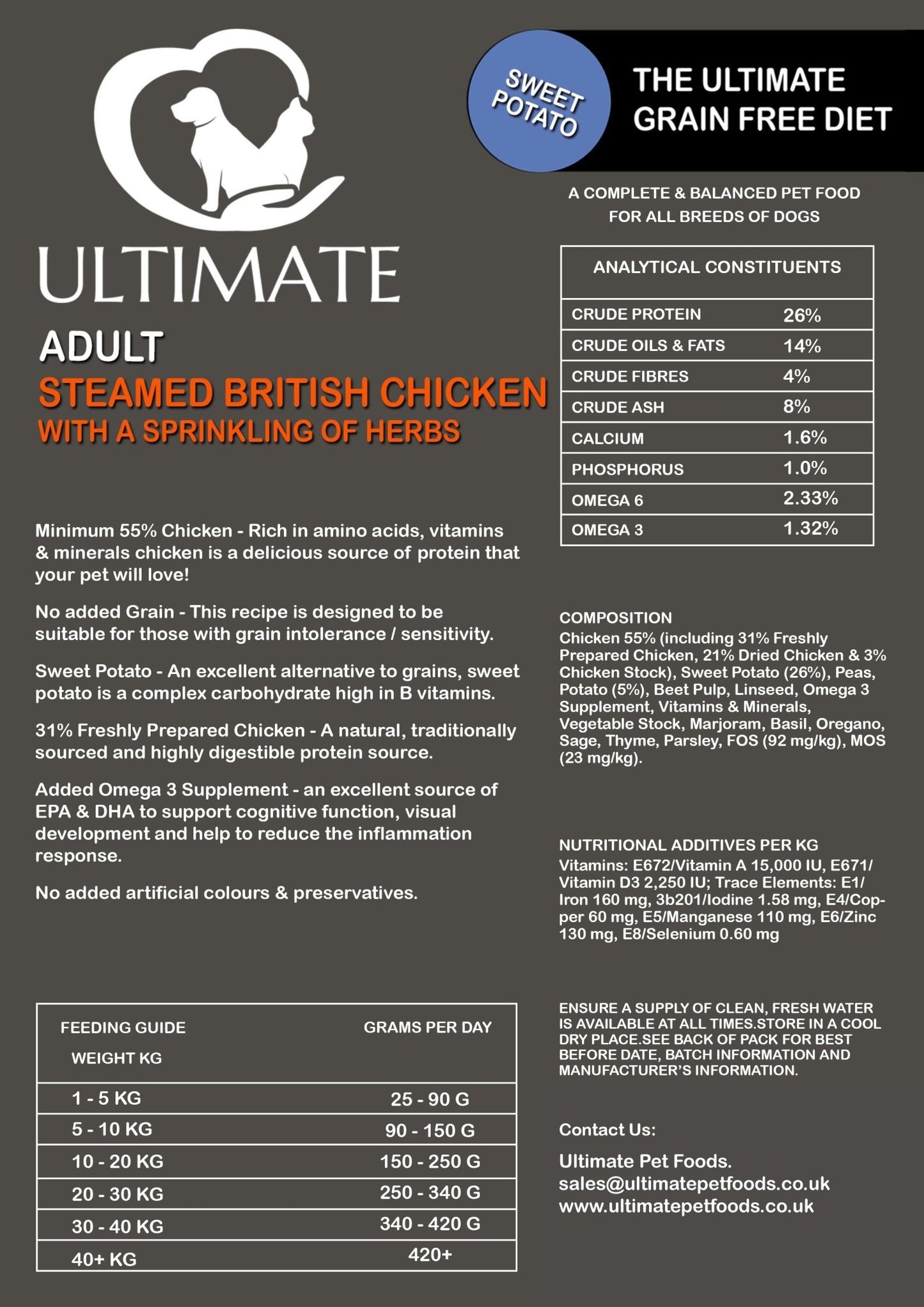 Adult - Grain Free - Steamed British Chicken with Selection of Vegetables and herbs Ultimate Grain Free