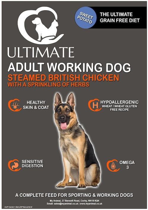 Label on the front of our Grain Free Dog Food