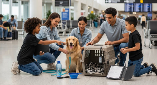 dog travel essentials, family travel, airport dogs