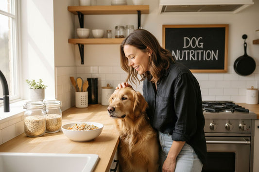 dogs eating grains kitchen