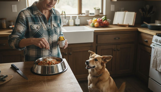 Owner adds supplement to homemade dog food
