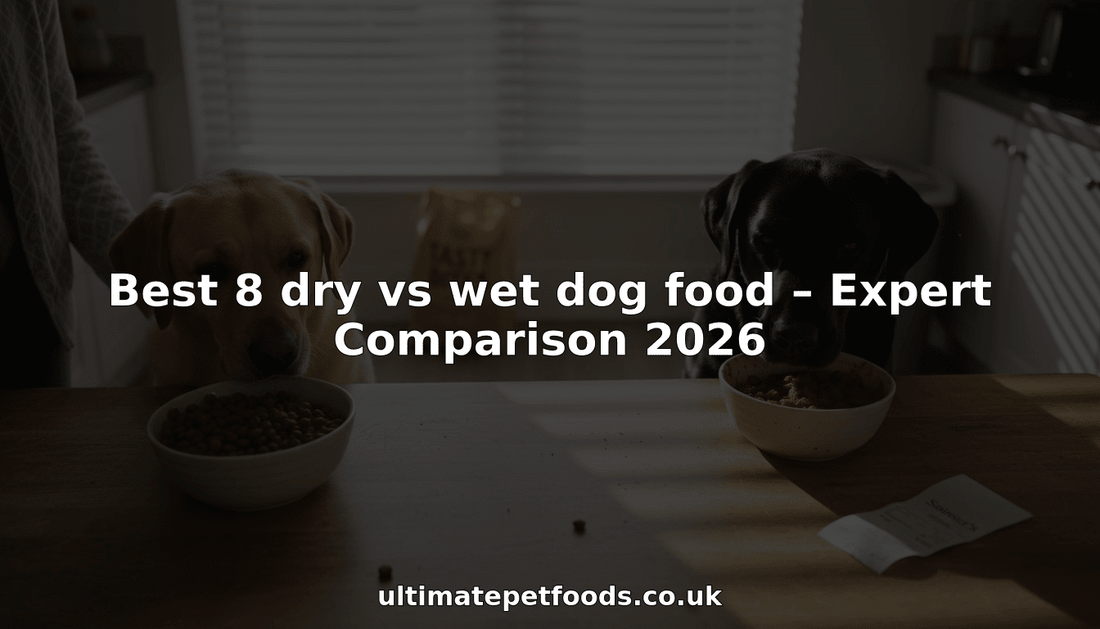 Labradors with dry and wet dog food bowls
