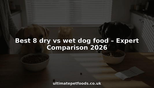 Labradors with dry and wet dog food bowls