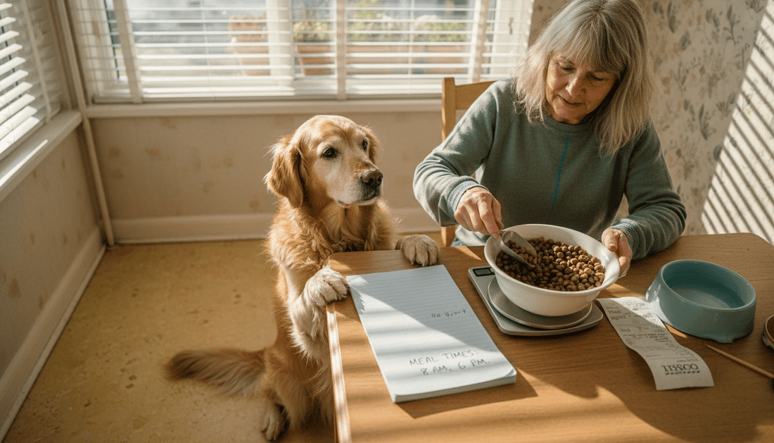 Woman preparing natural diabetic dog meal