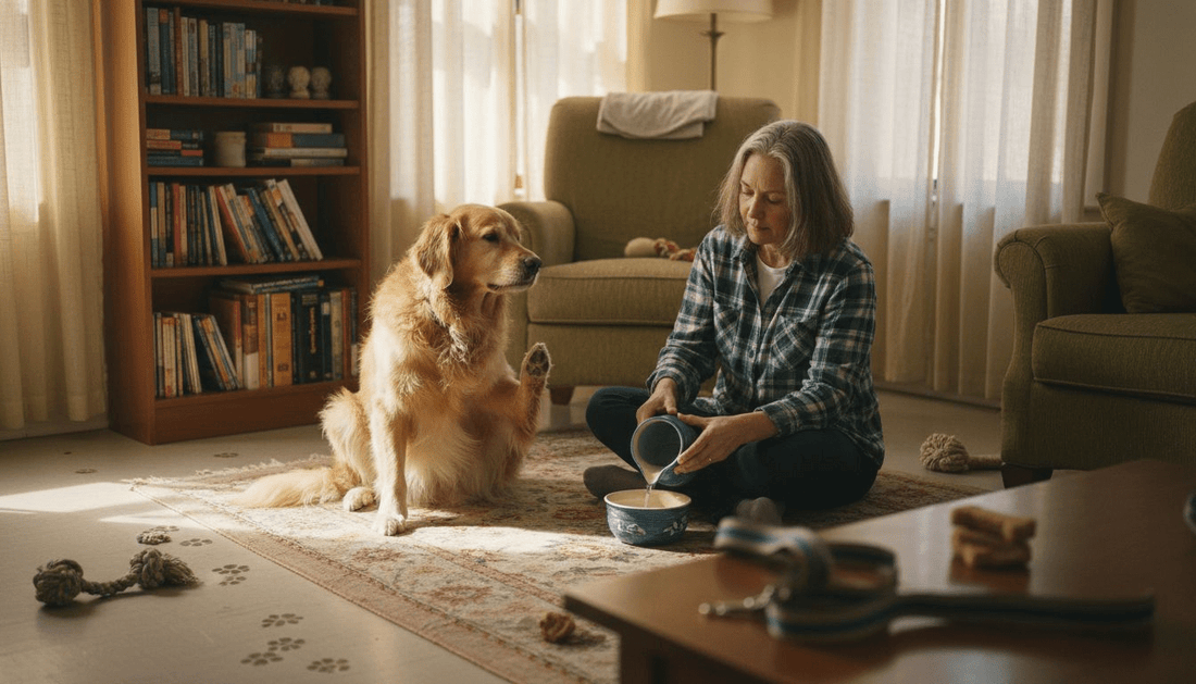 Home scene with dog allergy care