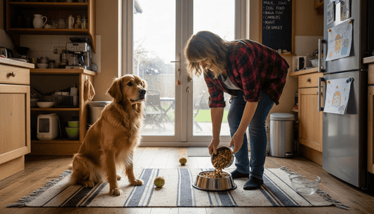 Dog waiting for natural grain-free diet meal