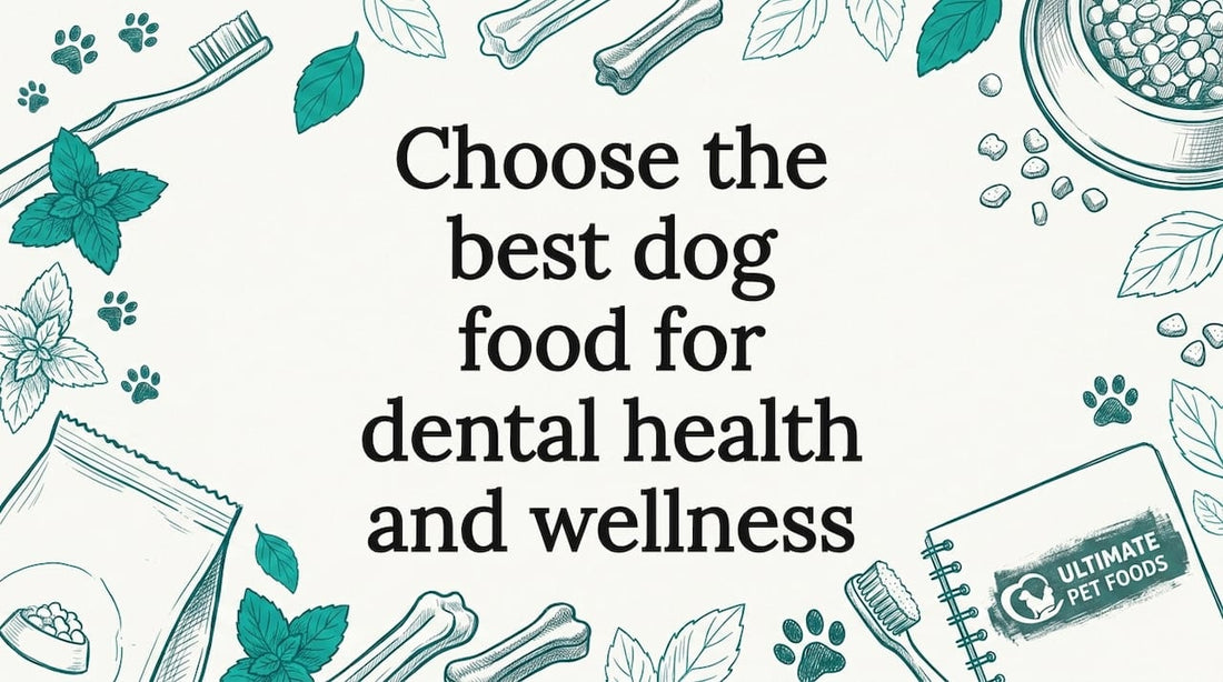 Decorative dental dog food title card illustration