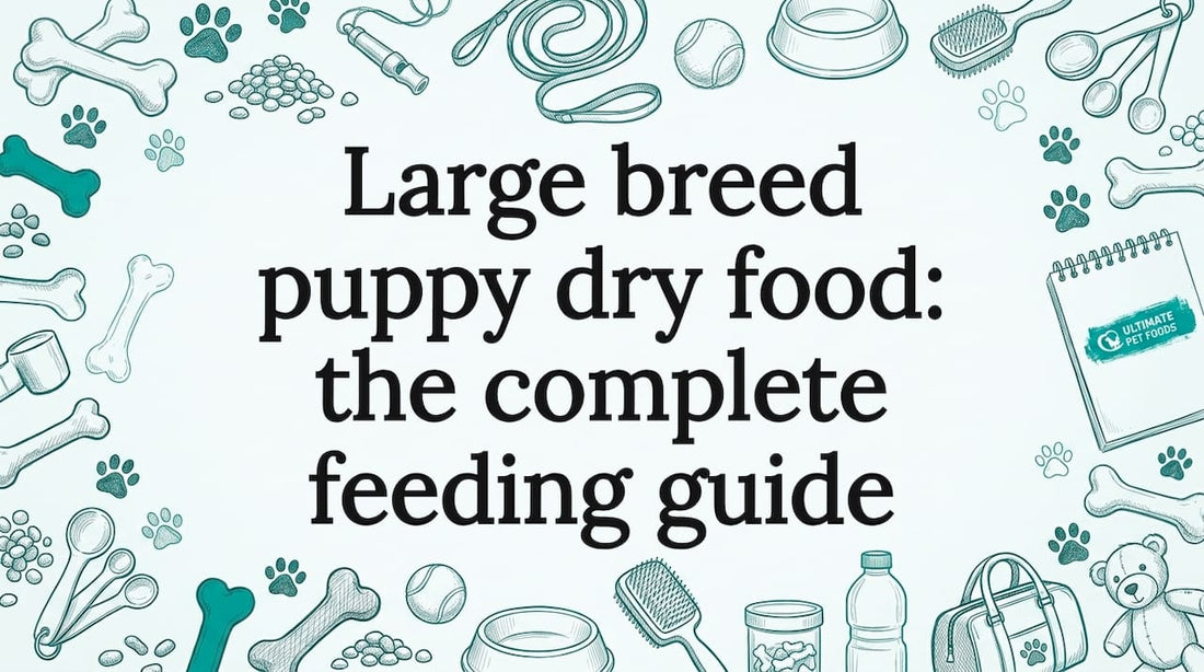 Decorative title card illustration for puppy food article