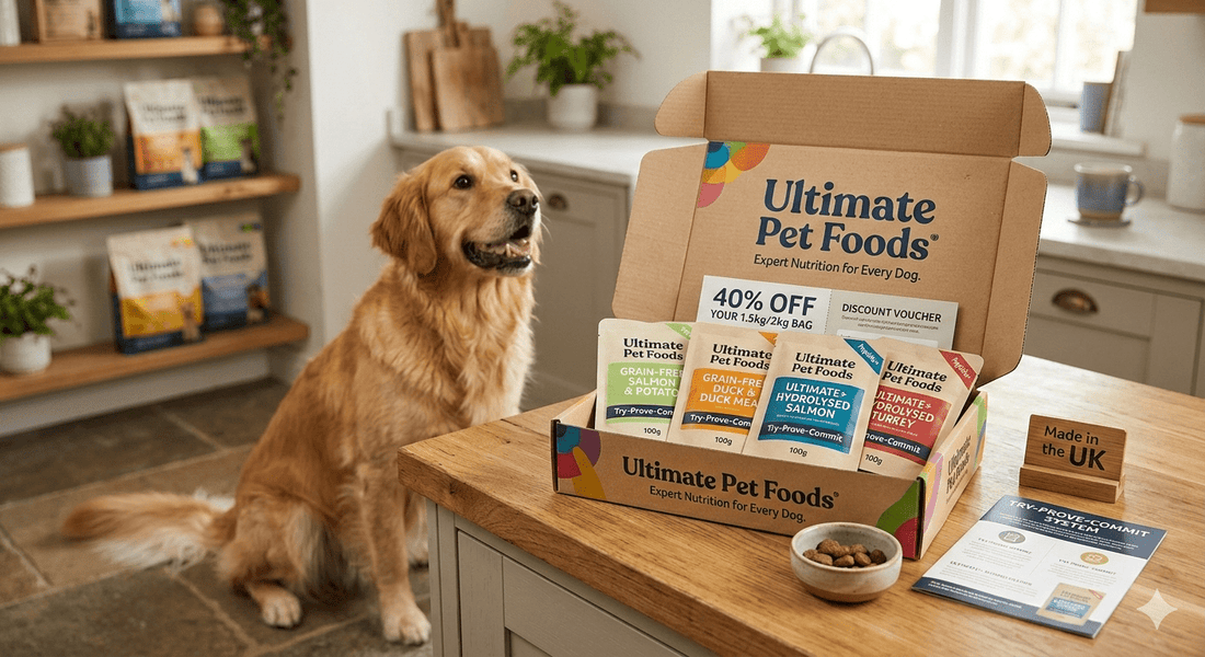 Ultimate Pet Foods custom 100g sample box for sensitive stomachs UK
