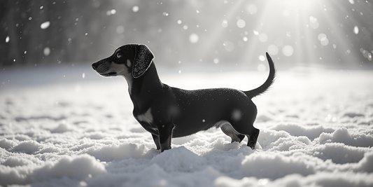 image of a dachshund in the snow.