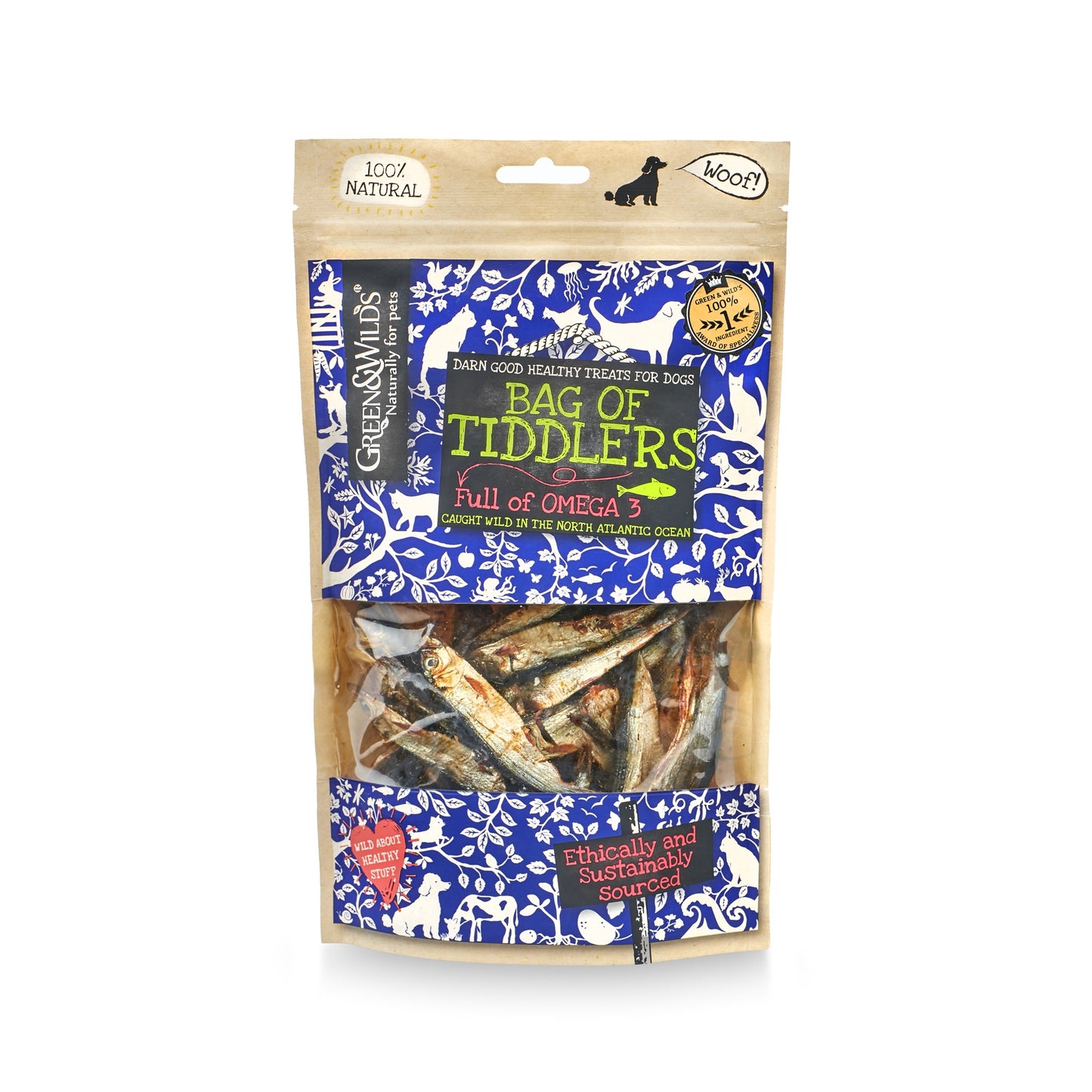 Green and Wilds Bag of Tiddlers 75g fish treats packet