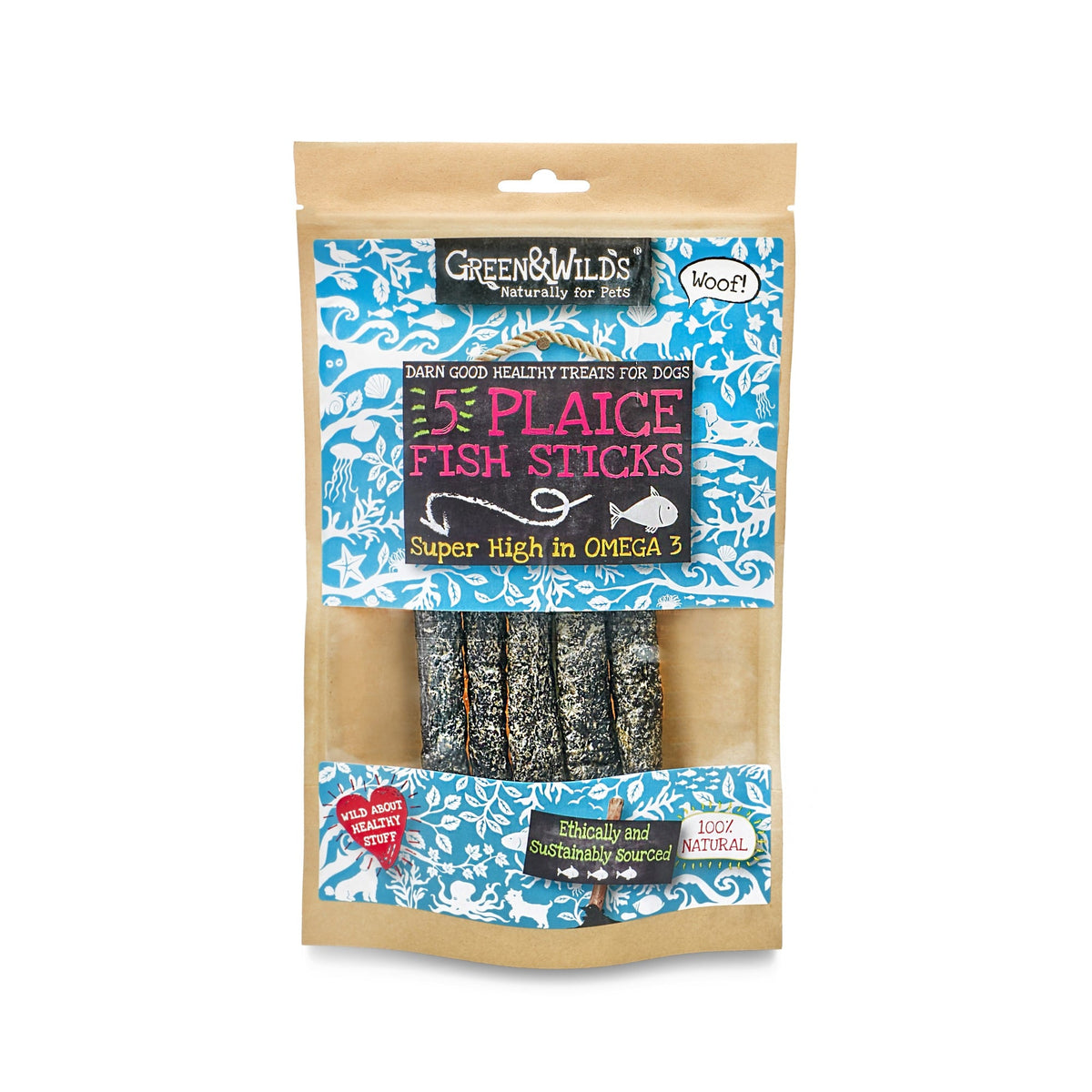 Green & Wilds Plaice Fish Sticks 100g packaging