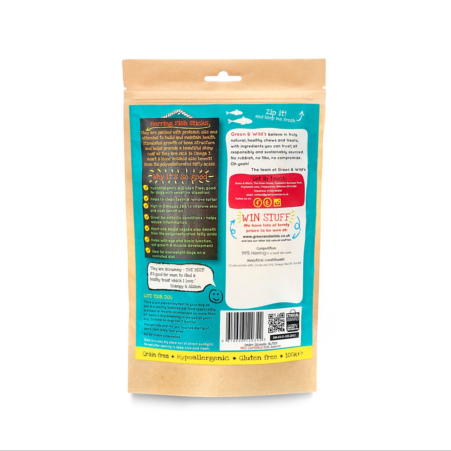 Herring Fish Sticks 100g back pack