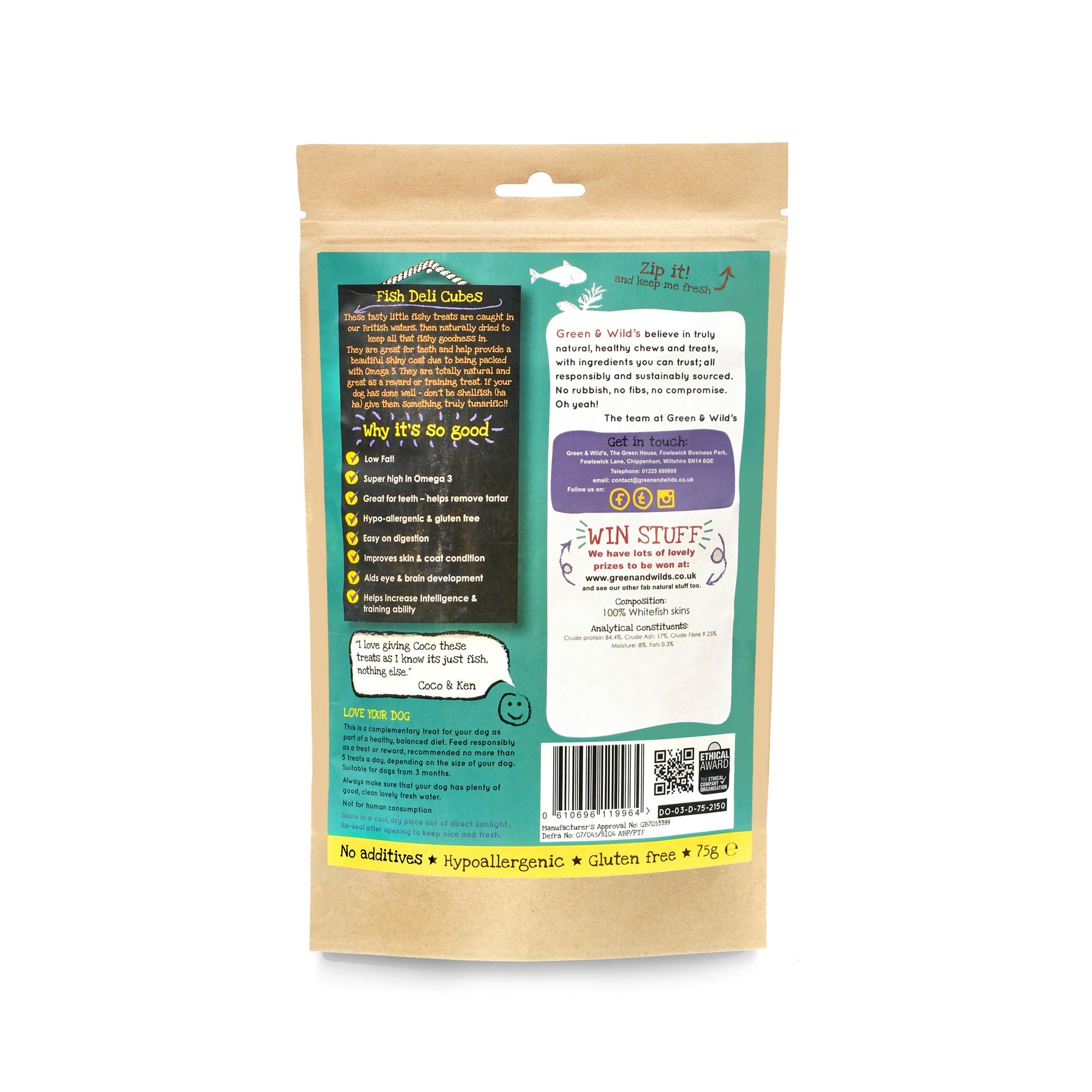 Fish Deli Cubes 75g back of pack