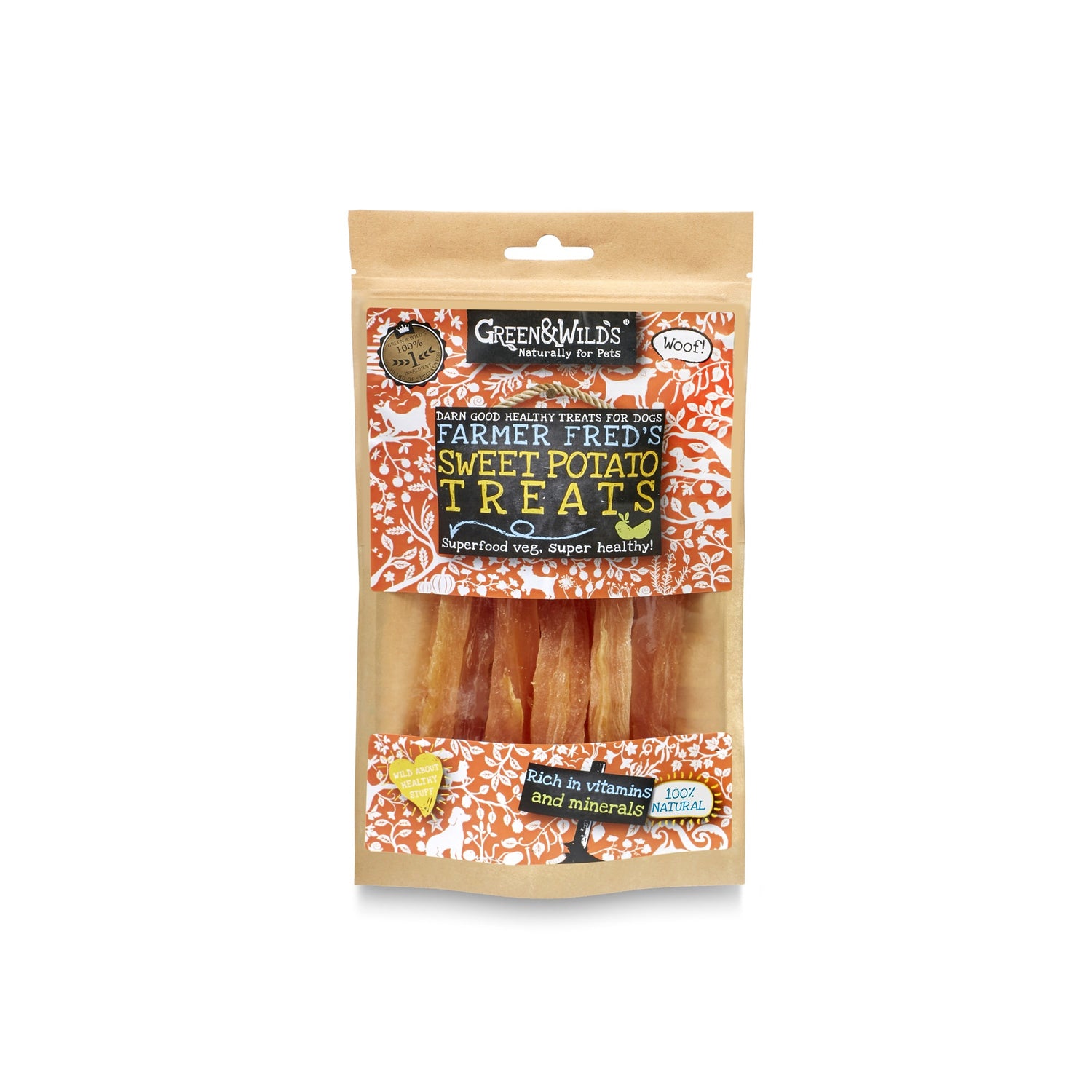 Green and Wilds Sweet Potato 100g dog treats packet