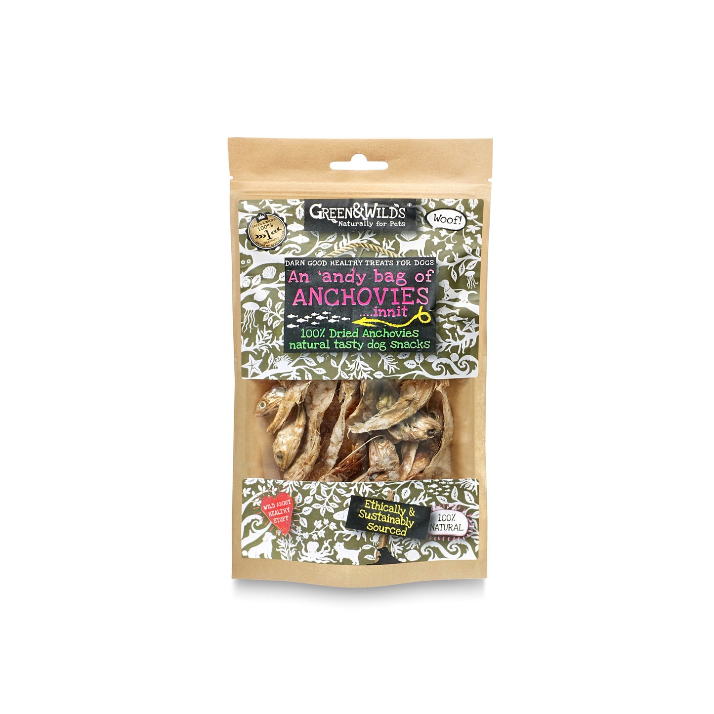'Andy Bag of Anchovies 50g by Green and Wilds