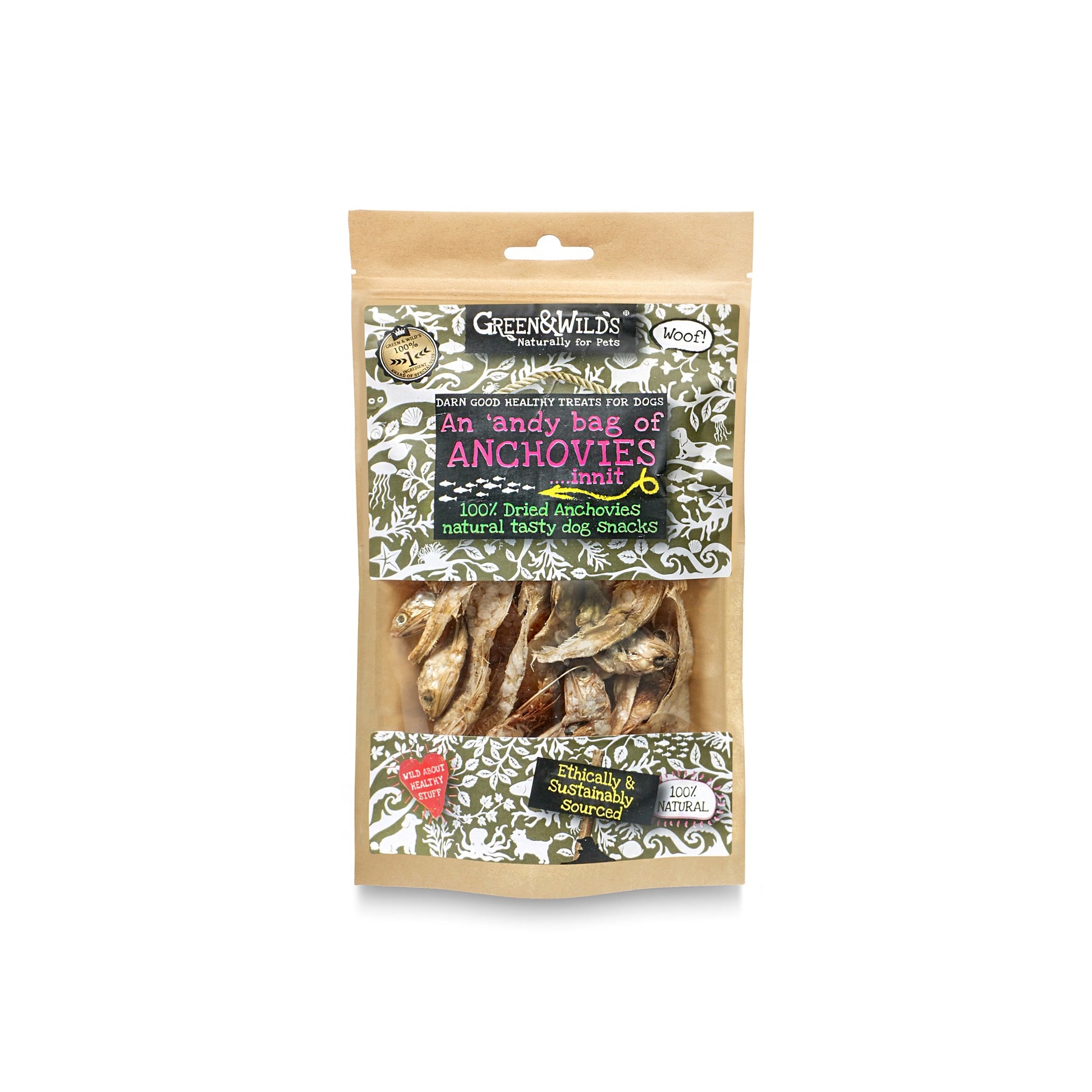 'Andy Bag of Anchovies 50g by Green and Wilds