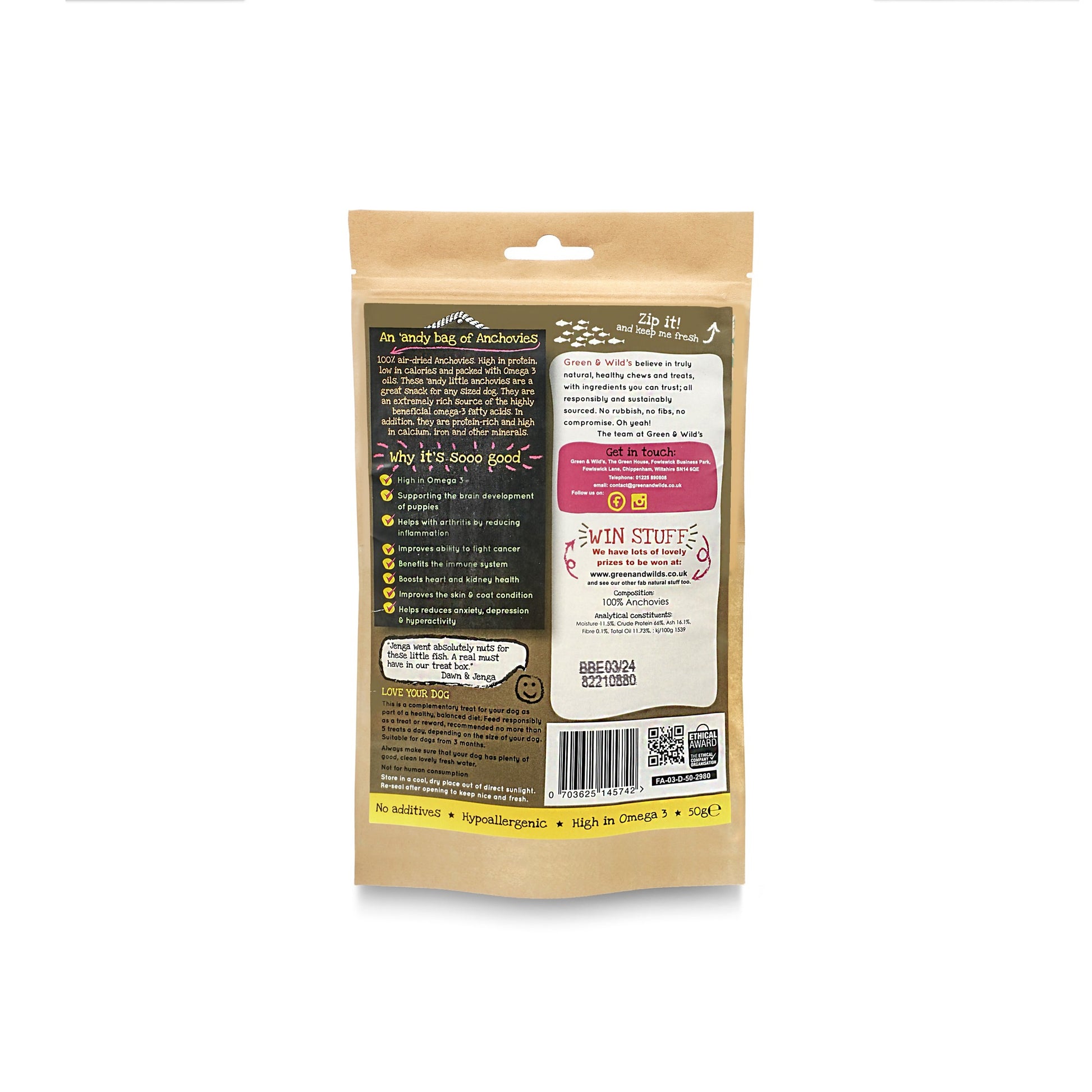 'Andy Bag of Anchovies 50g back of pack