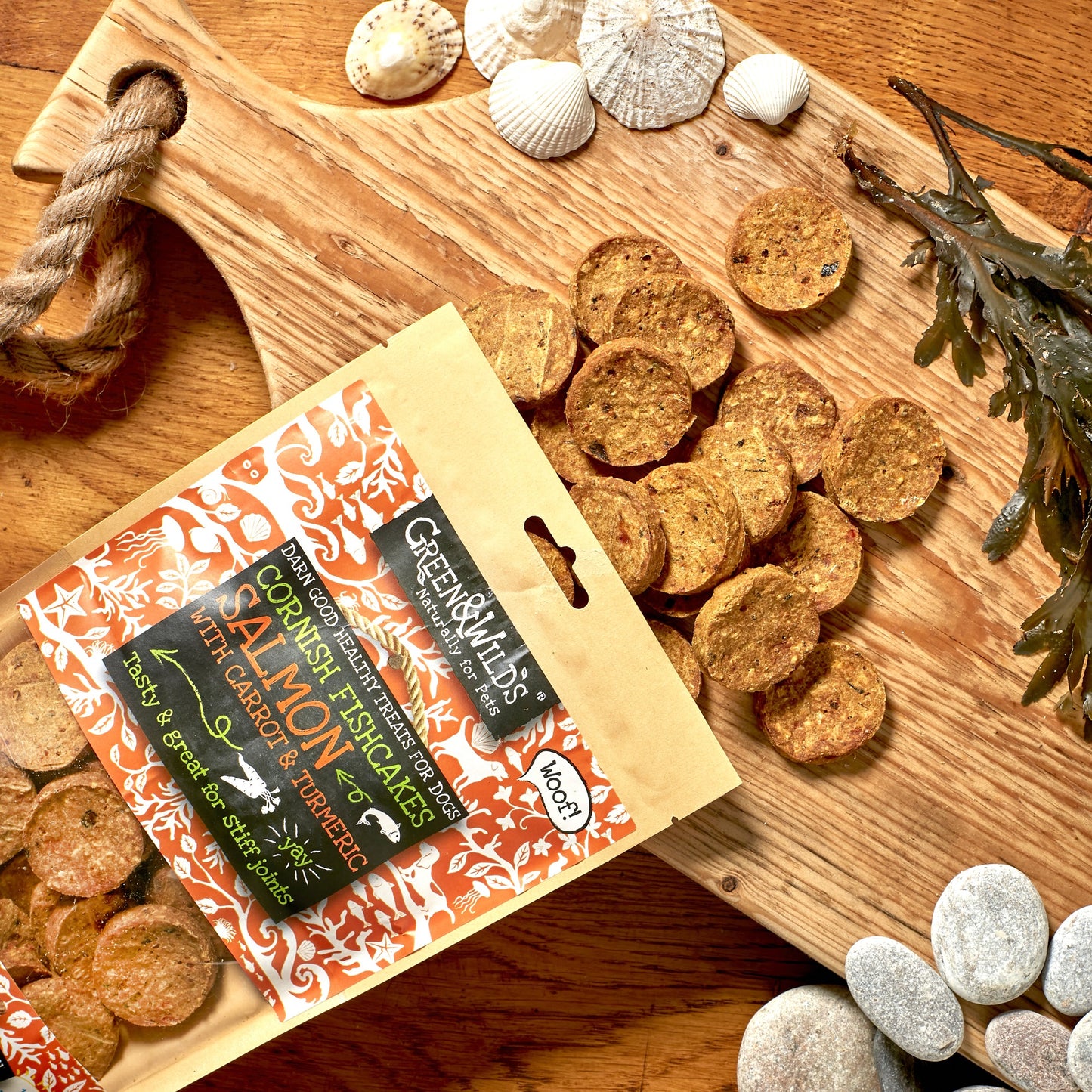 Green and Wilds Cornish Fishcakes with Turmeric open handful