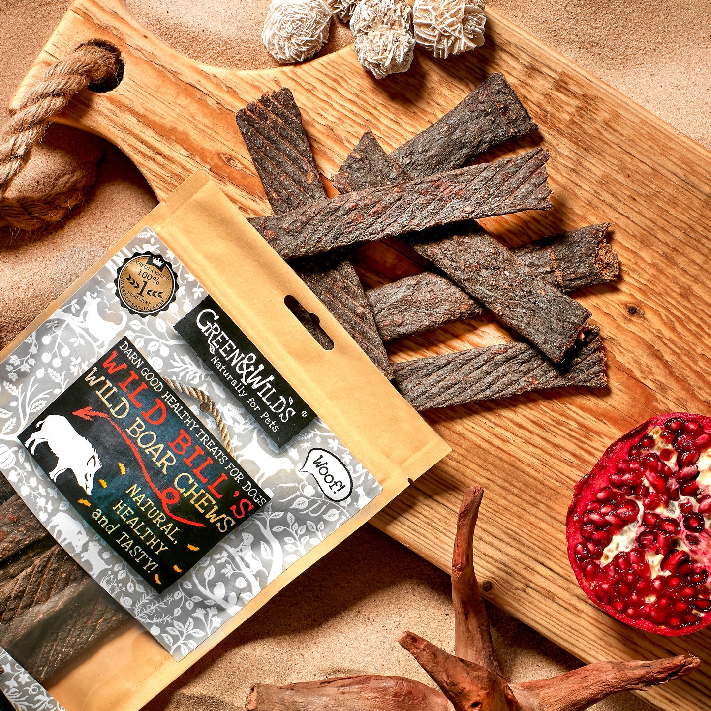 Wild Boar Chews 100g open pack