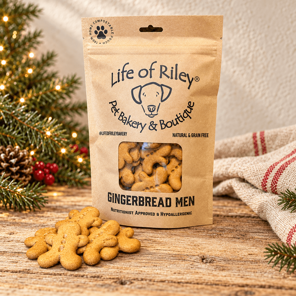 Mini Gingerbread Men grain-free dog biscuits