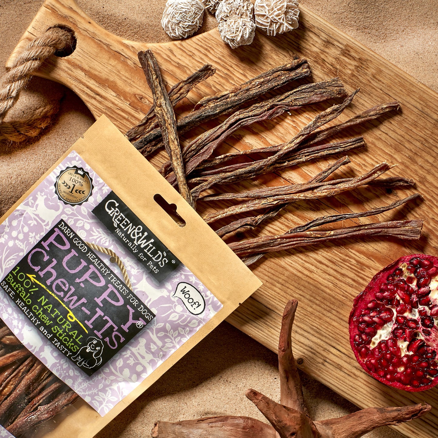 Green and Wilds Puppy Chew-its open handful