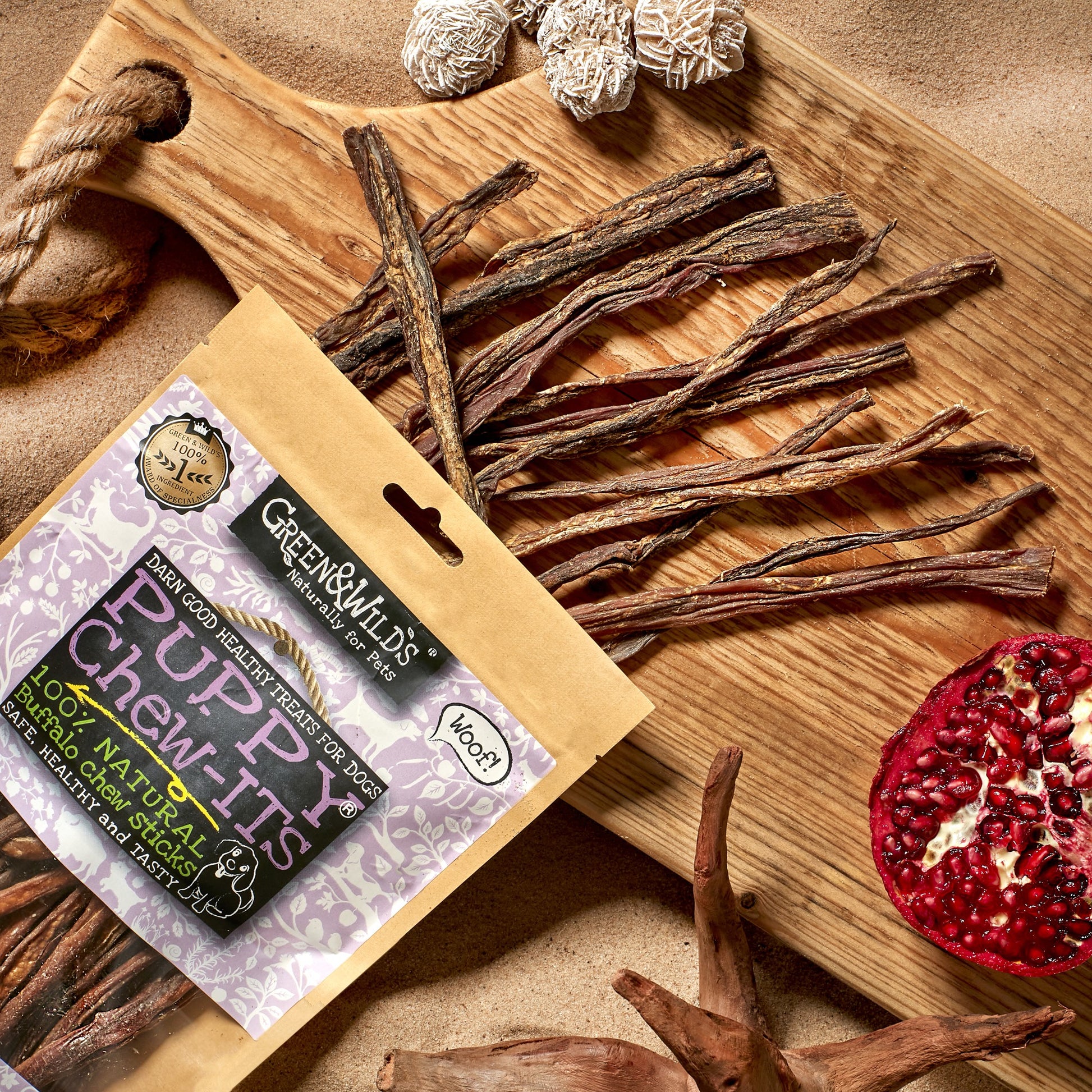 Green and Wilds Puppy Chew-its open handful