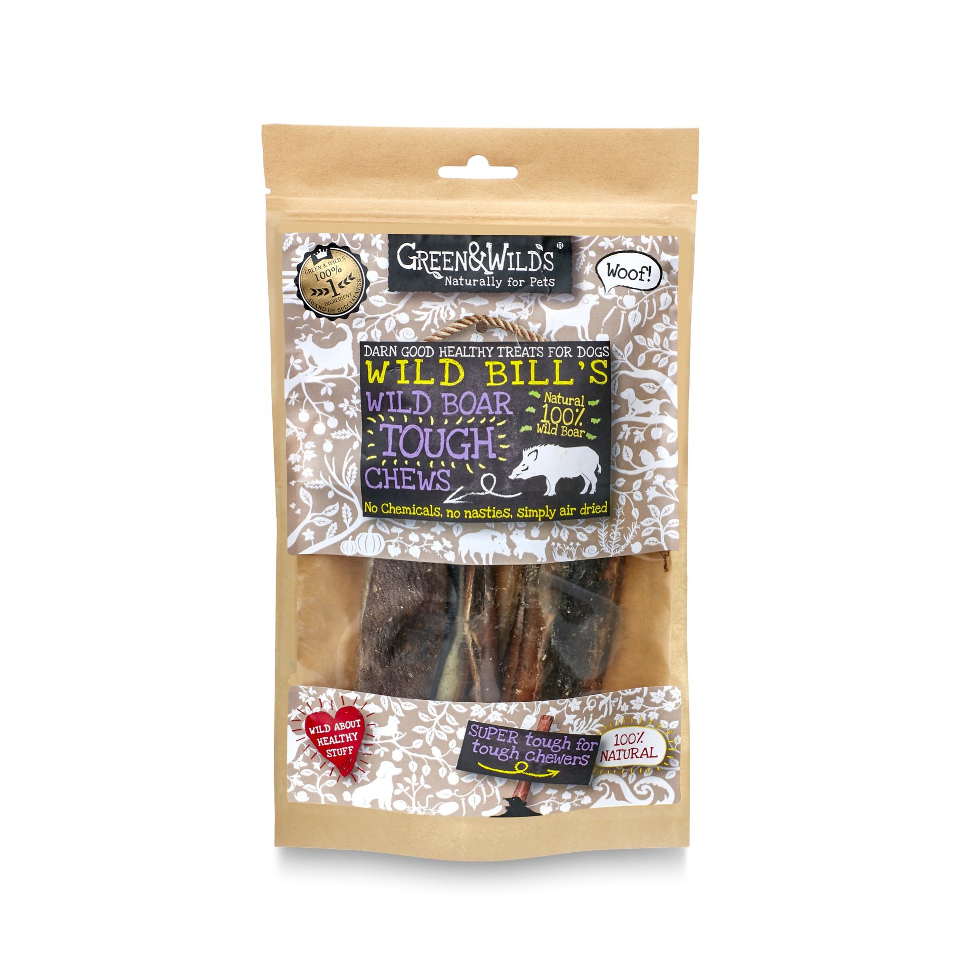 Wild Boar Tough Chews 130g by Green and Wilds