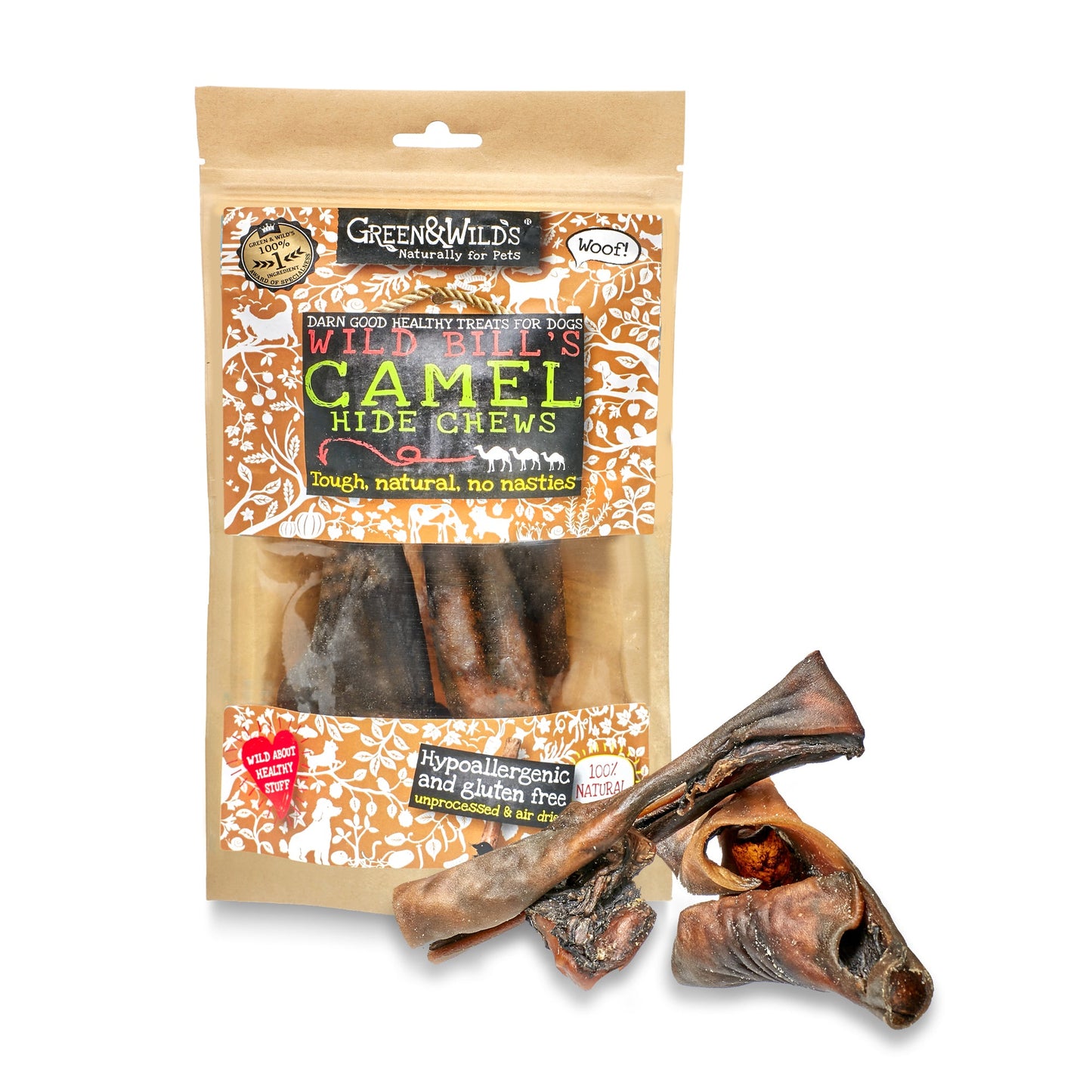 Camel Hide Chews natural dog chews 100g by Green and Wilds