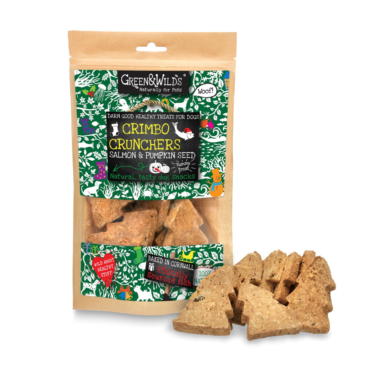 Green & Wilds Crimbo Crunchers Salmon & Pumpkin dog treats 150g