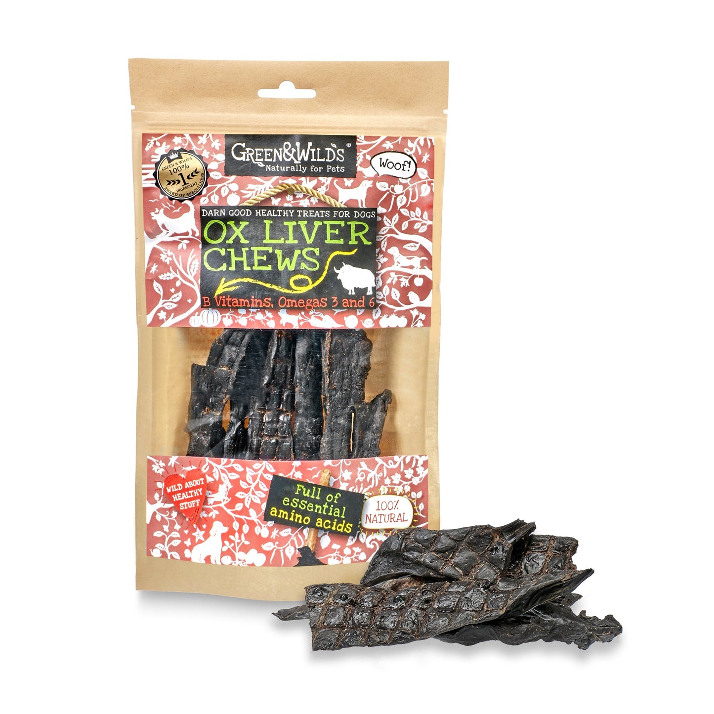 Ox Liver Chews natural dog chews 100g by Green and Wilds