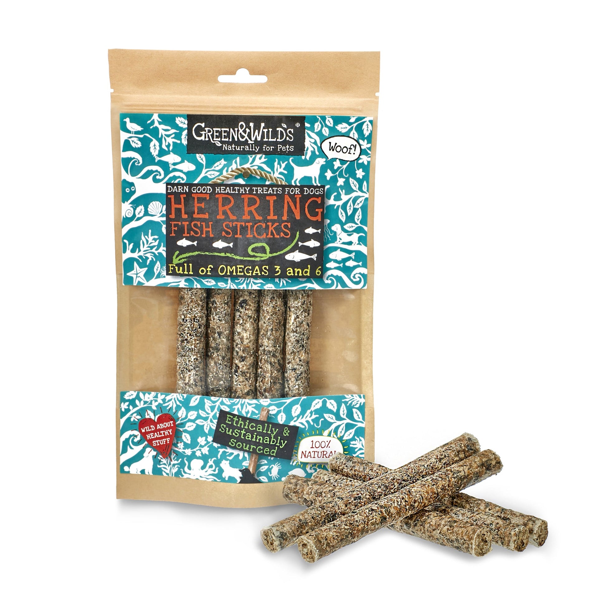 Herring Fish Sticks natural dog chews 100g by Green and Wilds