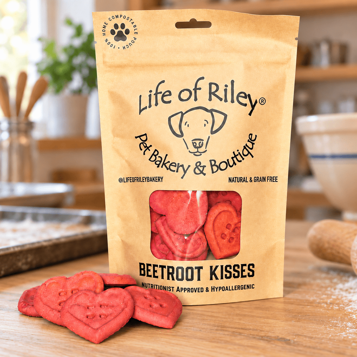 Beetroot Kisses grain-free dog treats
