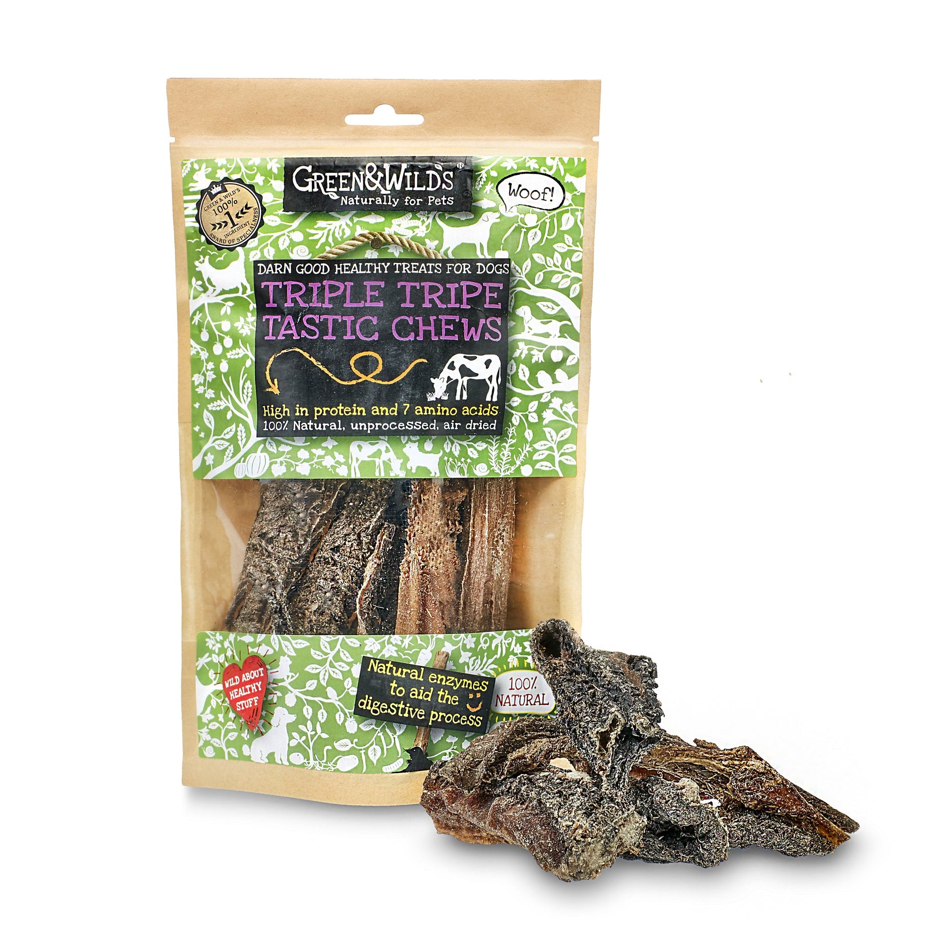 Triple Tripe Tastic Chews natural dog chews 100g by Green and Wilds