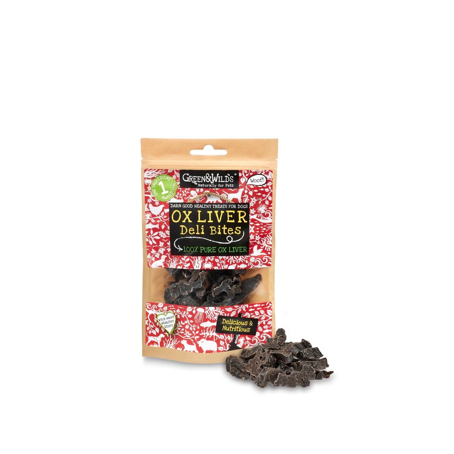 Ox Liver Deli Bites natural dog treats 40g by Green and Wilds