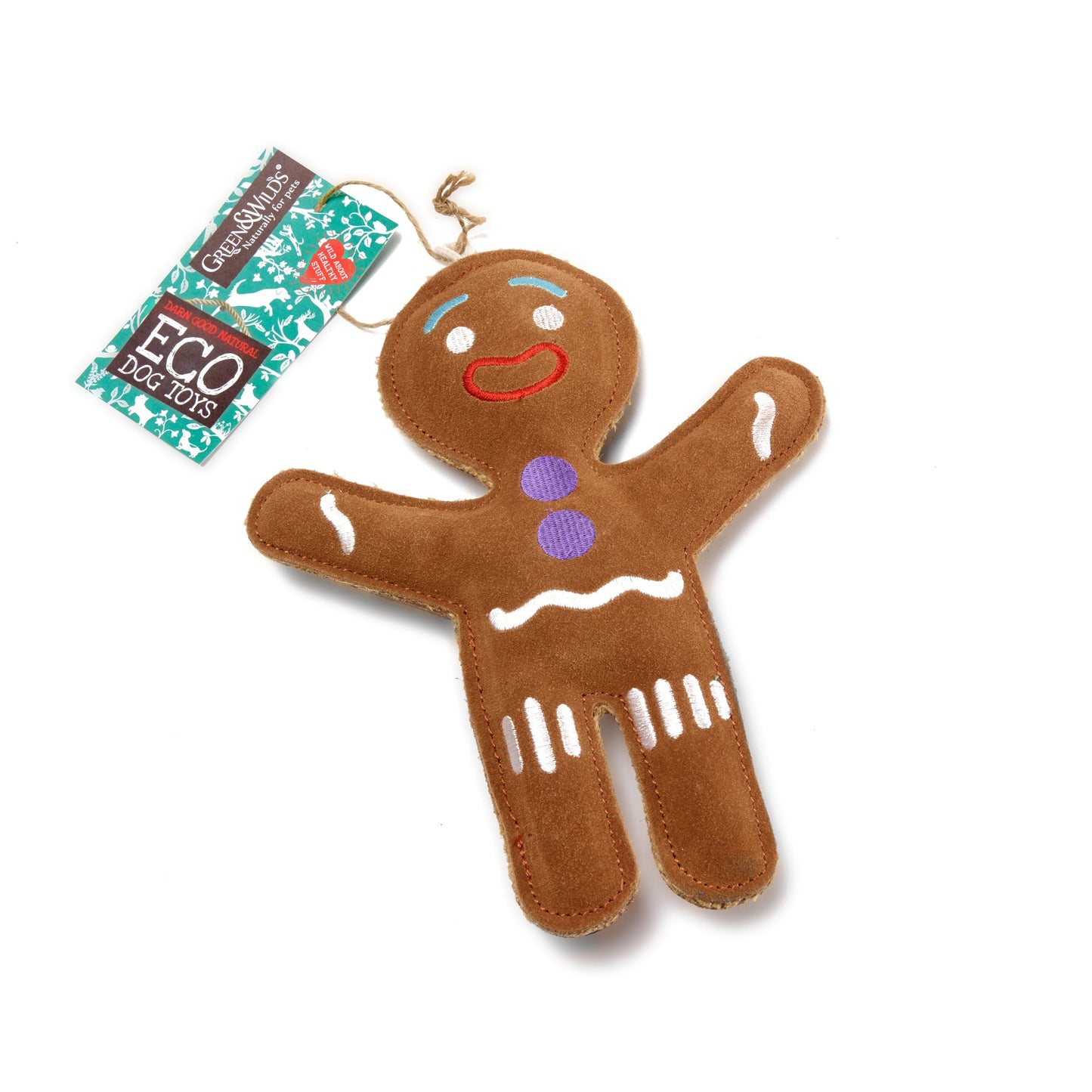 Jean Genie the Gingerbread Person eco dog toy by Green and Wilds