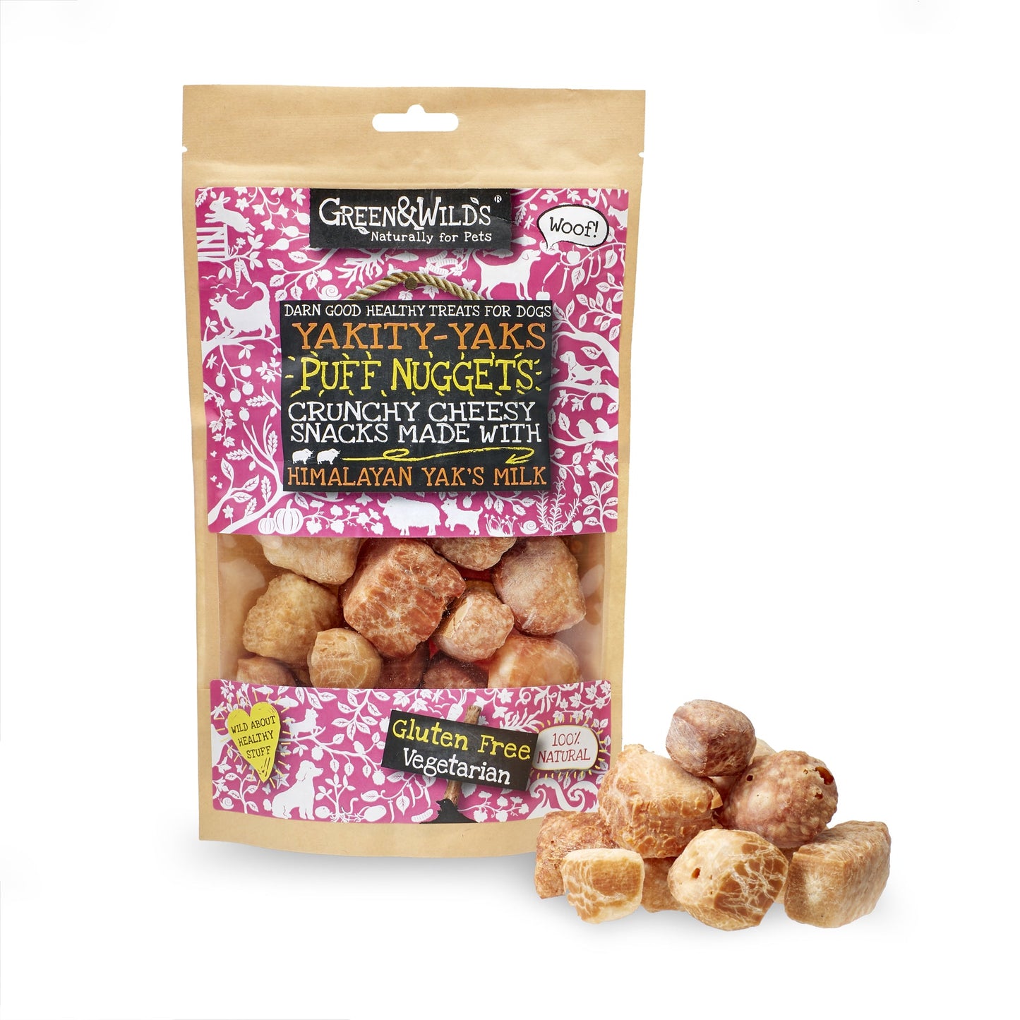 Wonky Yakity Yak Puff Nuggets dog treats 75g by Green and Wilds