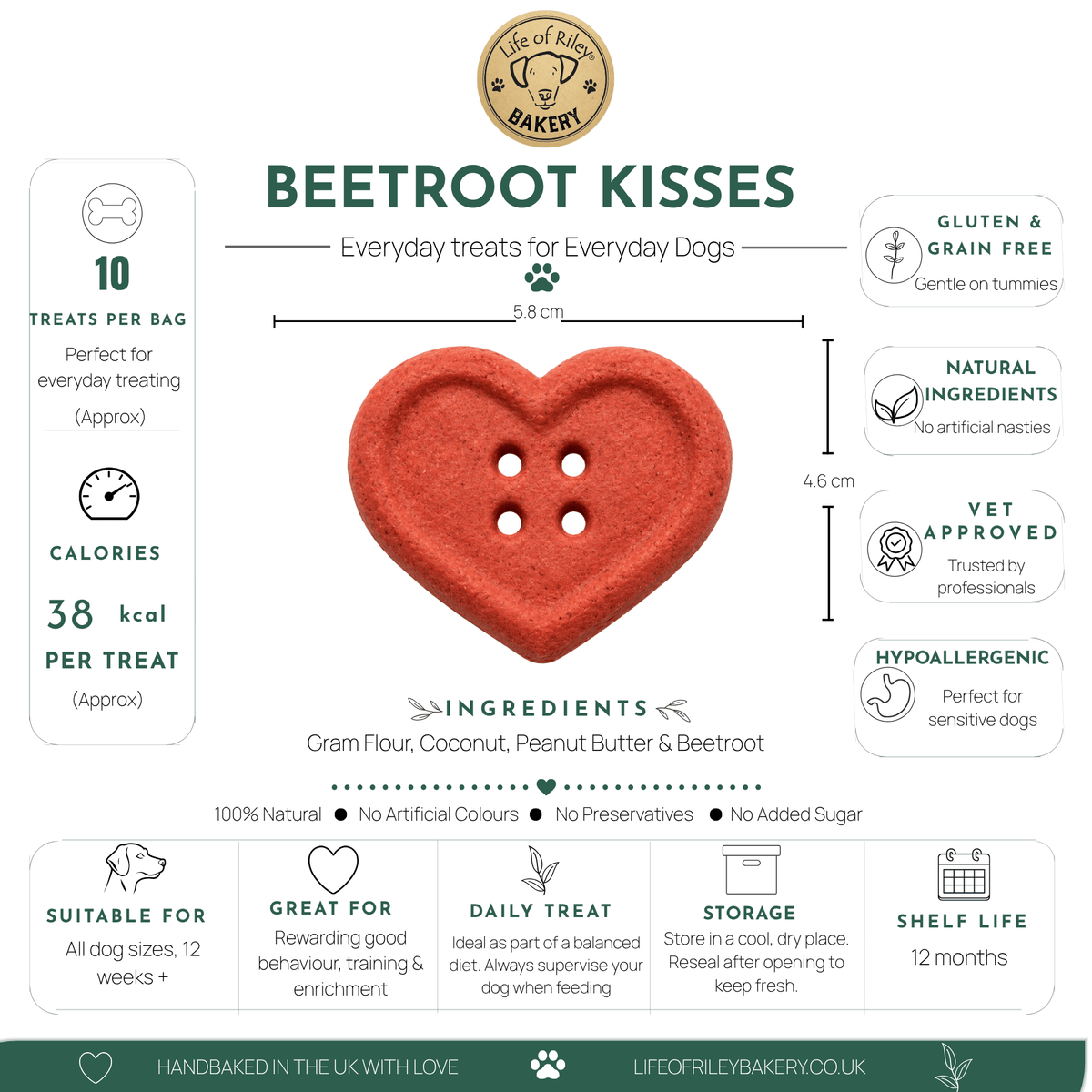 Life of Riley Bakery Beetroot Kisses dog biscuits