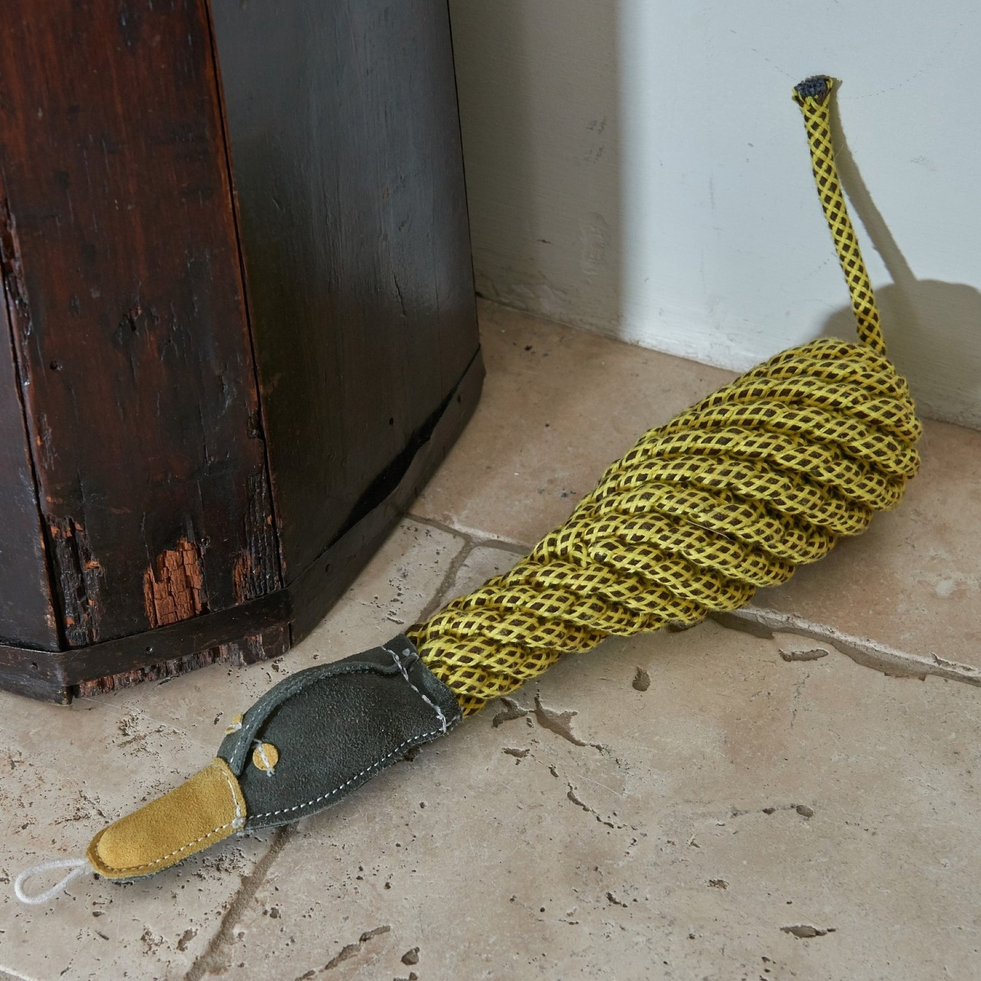 Delilah the Duckess eco toy on stone floor