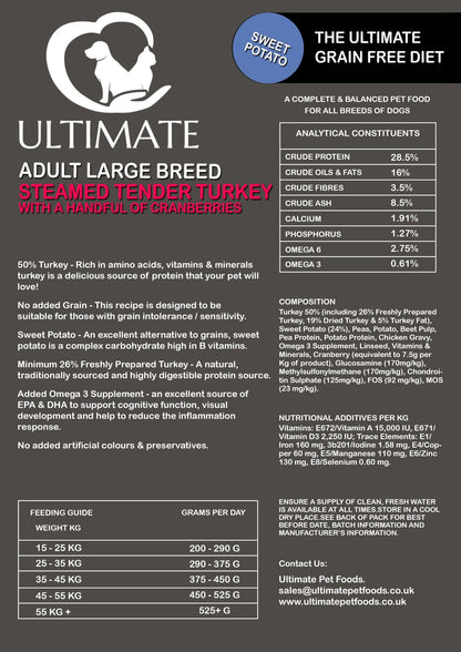 Large Breed British Turkey, Sweet Potato & Cranberry – Grain-Free Hypoallergenic Ultimate Grain Free