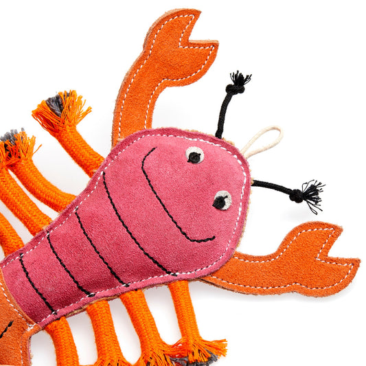 Larry the Lobster eco dog toy close up