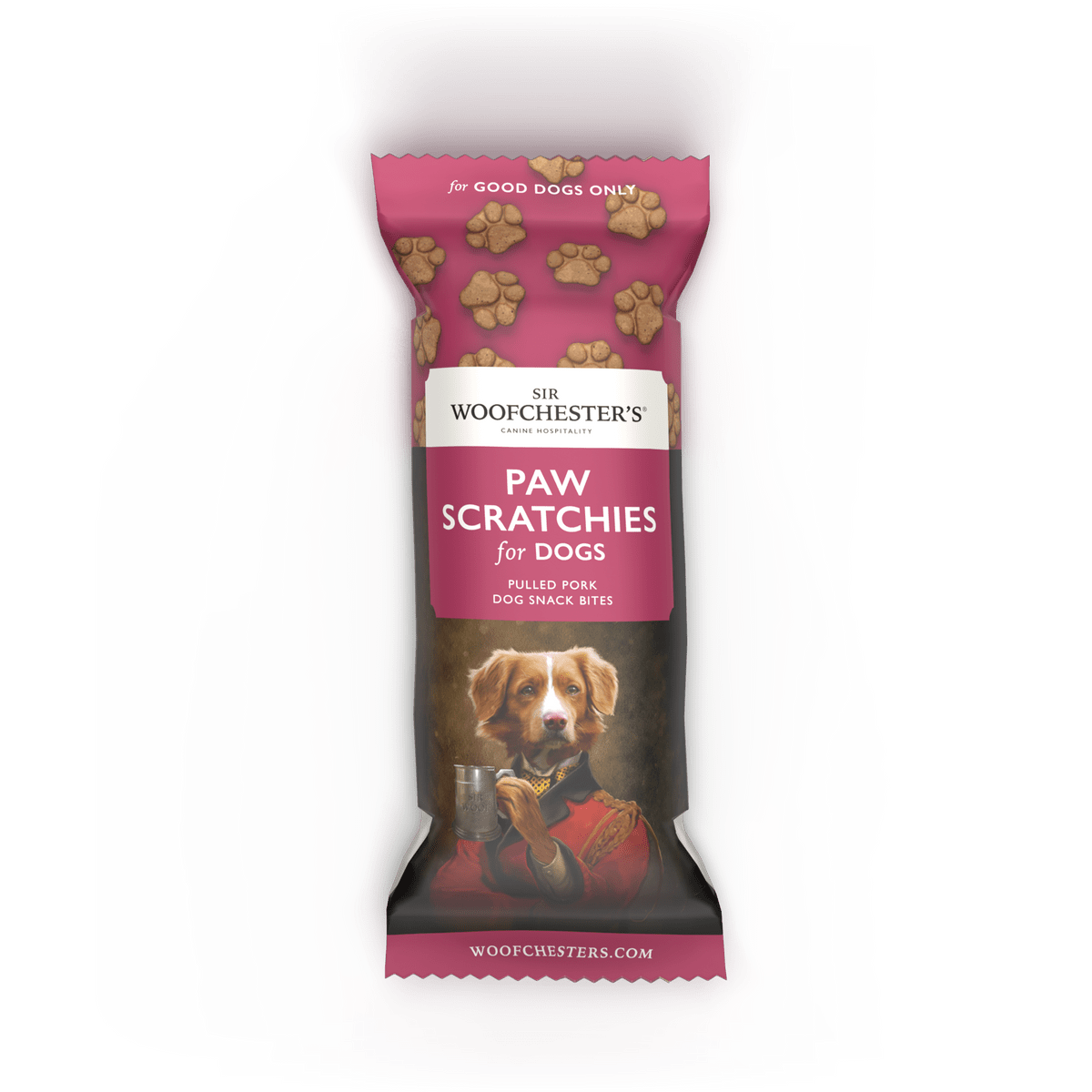 Sir Woofchester's Paw Scratchies Pulled Pork Dog Snack Bites 35g