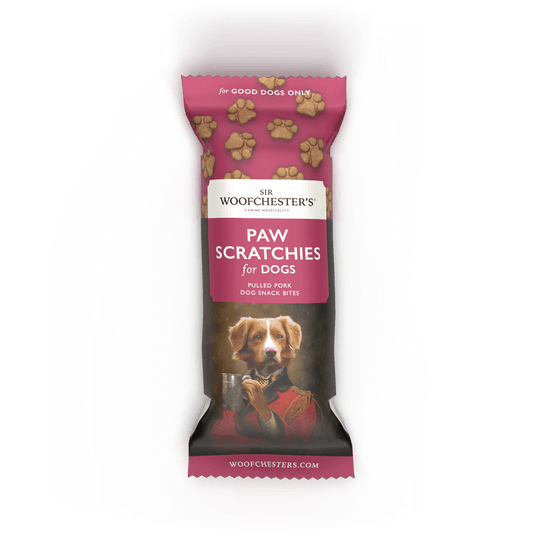 Sir Woofchester's Paw Scratchies Pulled Pork Dog Snack Bites 35g