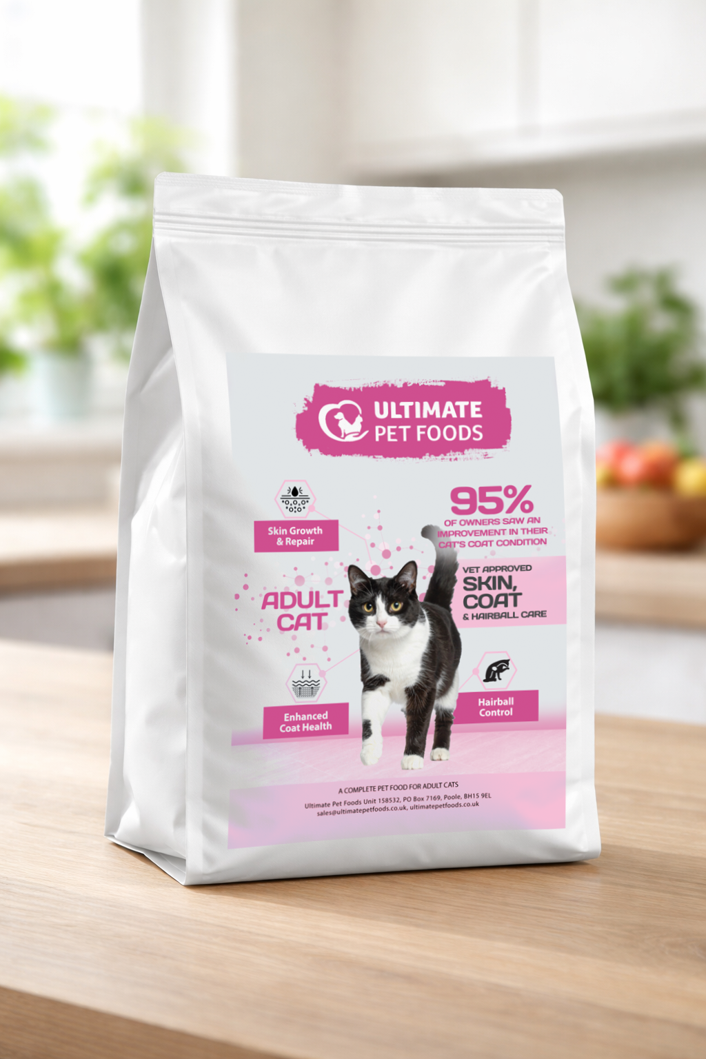 Peptide+ Cat Food Skin Coat and Hairball Care Label