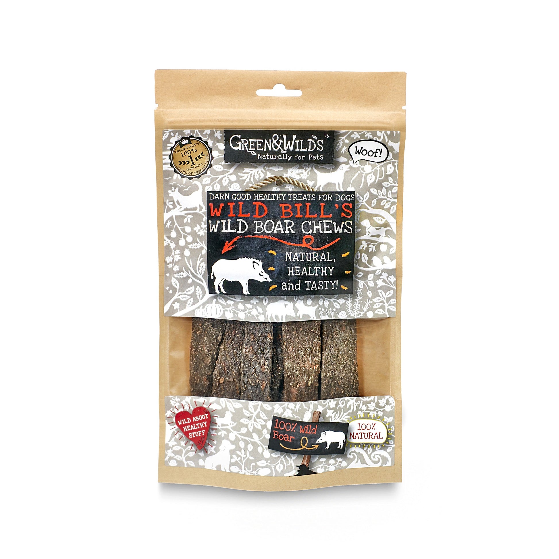 Wild Boar Chews 100g by Green and Wilds