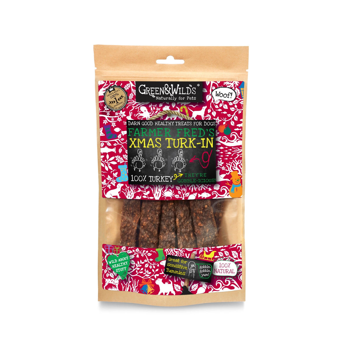 Green & Wilds Xmas Turk-In turkey chews front of pack