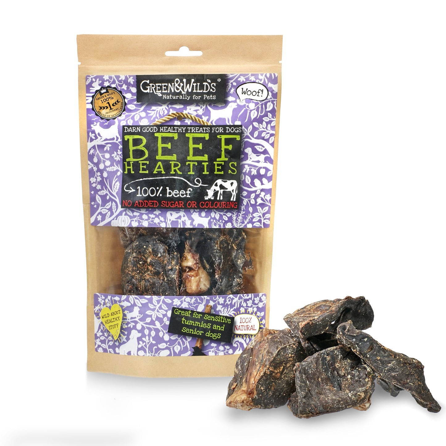 Beef Hearties natural dog chews 140g by Green and Wilds