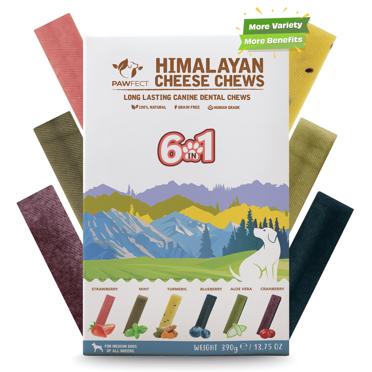 Pawfect Himalayan Cheese Chew Bars Variety Pack 6 flavours