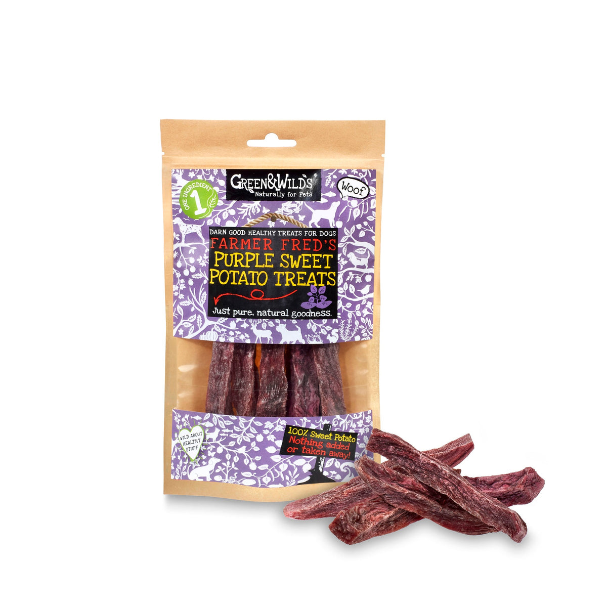 Green & Wilds Purple Sweet Potato Dog Treats 100g