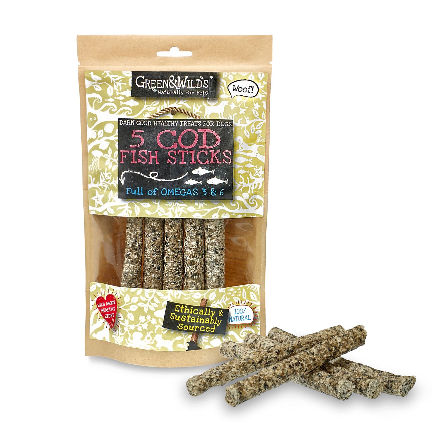 Cod Fish Sticks natural dog chews 100g by Green and Wilds